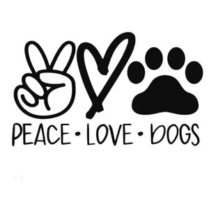 Peace Sign Love Heart Dogs Vinyl Graphic Auto Wall Laptop Decal Animal Sticker